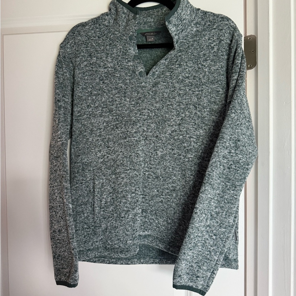 Eddie Bauer women's Heathered Gray Zip-Up Sweater